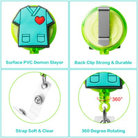 VERSRH 6PCS Nurse Retractable Badge Holder, Badge Reels Retractable for Nurses, Badge Holder Reel Clip, Cute Nurse Badge Holder, Name ID Card Badge Clips Retractable for Kids Office Staff Student