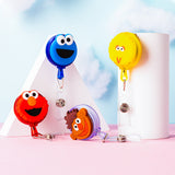 GROBRO7 4PCS Sesame Retractable Badge Holder, Cartoon Retractable Badge Reel, Badge Reel Holder Nursing, Name Badge Holders with Clip for Offices, Sesame Badge Holder Reel Clip, 24 inch Cord Extension