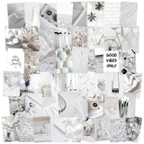 GROBRO7 50PCS Grey White Wall Collage Kit, Aesthetic Picture Indie Room Decor, Art Posters for Dorm Wall Decor, Wall Art Prints for VSCO Girls Boys, Aesthetic Photo Display, Bedroom Decor