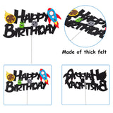 49PCS Space Cake Toppers, Outer Space Birthday Cake Decorations, Baby Shower Cake Topper, Galaxy Astronaut Party Supplies for Boys, with 1 Felt Happy Birthday Sign Cake Topper, 48 Cake Picks