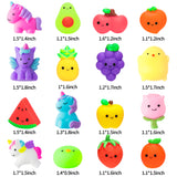 GROBRO7 27pcs Mini Mochi Squeeze Toys Set for Kids Kawaii Silicon Food Fruit Squeeze Toys Pack Cute Soft Creamy Stress Relief Decoration Toys for Bag Fillers Party Favors Supplies Birthday Gift Prize