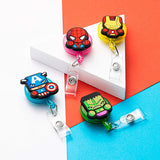 Superhero Badge Holder Cartoon Retractable Badge Reel for Kids Students, Nurses, ID Card Name Badge Holders with Clip for Offices, Hero Reel Clip Birthday Gifts for Friends, 24 inch Cord, 4PCS