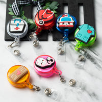VERSRH 6PCS Nurse Retractable Badge Holder, Badge Reels Retractable for Nurses, Badge Holder Reel Clip, Cute Nurse Badge Holder, Name ID Card Badge Clips Retractable for Kids Office Staff Student