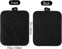 GROBRO7 Cotton Pot Holders Black Microwave Pads Oven Gloves Heat Resistant Mats for Kitchen, Hot Potholder Pot Coasters for Cooking, Barbecue, Baking, Take Hot Container, Kitchen Essentials, 5Pcs