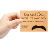 VERSRH 12PCS Groomsmen Proposal Cards, Set of 6 Styles Mustaches, Humorous Groomsmen Proposal Gifts for Wedding, Kraft Paper Confession Card, Retro Style Proposal Cards for Groomsmen, Best Man, Suitor