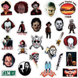 50Pcs Classic Horror Movie Characters Vinyls Stickers TV Decal Laptop Sticker Waterproof Stickers Luggage Skateboard Water Bottle Stickers Bicycle Bumper Snowboard Decorate Party Decor