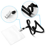GROBRO7 12Pcs Vaccination Plastic Card Protector with Lanyard for CDC Immunization Record Clear Vinyl Plastic Sleeve for ID Card Medical Information Notification CDC Encouraged Public Health Clinica