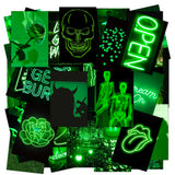 50PCS Green Neon Aesthetic Wall Collage Kit, Wall Art Collage Kit, Aesthetic Posters for Dorm Wall Decor, Wall Art Print for VSCO Girls, Aesthetic Photo, Bedroom Decor for Teen Girl
