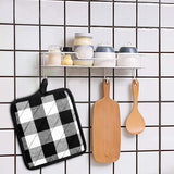 Cotton Pot Holder Kitchen Everyday Basic Potholder Heat Resistant Potholder Washable Cloth Pocket Coaster Potholders Oven Mitts Black White Plaid Hot Pads Trivet for Baking Cooking, Pack of 5