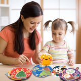 32Pcs DIY Christmas Paper Plate Art Craft 3D Handmade Gnome Painting Sticker Kit, Christmas Decorations Birthday Gift for Kids Toddler Preschool Family Games Educational, Party Favor Supplies