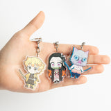 VERSRH 8PCS Kimetsur No Faiba Keychain with Rotatable Alloy Metal Ring, Anime Keychain for Kids, Anime Figure Keychains Pendant Hanging for Key, Cartoon Keychain Accessorie, Aot keychain Anime Set