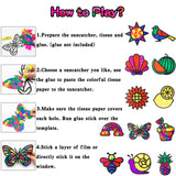 VERSRH 13pcs Summer Tissue Paper Sun Catcher, Butterfly Bird Animals Fruits Pre-Cut Cards DIY Sun Catcher Art Craft Kit, Kids Classroom Art Window Decal Educational Supplies for Indoor Home Decor