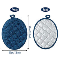Cotton Pot Holders Kitchen Everyday Basic Potholder Heat Resistant Potholder Multipurpose Round Quilted Terry Hot Pads Washable Oven Mitts for Daily Baking Cooking, Blue, Pack of 5