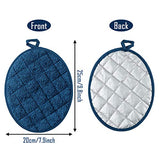 Cotton Pot Holders Kitchen Everyday Basic Potholder Heat Resistant Potholder Multipurpose Round Quilted Terry Hot Pads Washable Oven Mitts for Daily Baking Cooking, Blue, Pack of 5