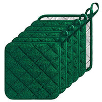 GROBRO7 Cotton Pot Holders Green Microwave Oven Pot Mat Heat Resistant Potholder Insulation Pads for Cooking, Baking, Heat Container, Placemat Kitchen Essentials for Table Insulation, 6 Pieces