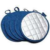 Cotton Pot Holders Kitchen Everyday Basic Potholder Heat Resistant Potholder Multipurpose Round Quilted Terry Hot Pads Washable Oven Mitts for Daily Baking Cooking, Blue, Pack of 5