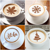 GROBRO7 40 Pcs Cake Stencil Templates Decoration Reusable Plastic Stencils Latte Art Designer for Coffee Cake Cookie Chocolate Candy Sugar Powder Card Drawing Templates Baking Tools Decoration Molds