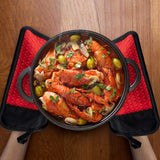 GROBRO7 4Pcs Cotton Cloth Silicone Potholders Non-Slip Oven Mitts Set Pot Holder with Pocket for Kitchens Heat Resistant Hot Pan Holder Microwave Splatter Guard Hot Pads for Baking Cooking 7”x 8.7”