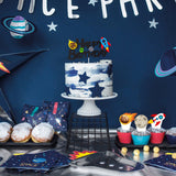 49PCS Space Cake Toppers, Outer Space Birthday Cake Decorations, Baby Shower Cake Topper, Galaxy Astronaut Party Supplies for Boys, with 1 Felt Happy Birthday Sign Cake Topper, 48 Cake Picks