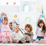 Wind 2P Ribbon Hand Kite Toy, Including Blue&Grey Black&White Ribbon Wind Wand Toy Baby Sensory Toy Infants Wooden Toy Toddler Waldorf Toy Montessori Toy for Baby Shower Birthday Party Favor