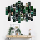 GROBRO7 50PCS Dark Magic Green Academia Aesthetic Wall Collage Kit, Art Collage Kit, Aesthetic Posters for Dorm Wall Decor, Wall Art Print for VSCO Girl, Aesthetic Photo, Bedroom Decor for Teen Girl