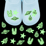 CY2SIDE 20PCS Bunny Rapper Glowing Shoe Charm for Kids, Glow in the Dark Shoe Decoration Charm for Kids, Rabbit Bracelet Wristband Charm for Toddlers, Clog Decor for Girl Boys Slip on, Treasure Toys