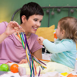 Rainbow Wind 2P Ribbon Hand Kite Toy, Including Rainbow Black&White Ribbon Wind Wand Toy Baby Sensory Toy Infants Wooden Toy Toddler Waldorf Toy Montessori Toy for Baby Shower Birthday Party Favor