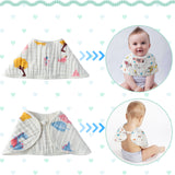 Baby Muslin Burp Cloths Burping Bids for Baby Cotton Cloths Absorbent for Baby Shower Machine Washable Soft Animals Zoo Honey Bear Dinosaur Face Towels Nursery Gift Gentle for Newborn Boys , 5Pcs