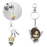 VERSRH 6PCS Advancing Titan Keychain, Hanging with Removable Alloy Metal Ring, Anime Keychain for Kids, 6 Collectible Aot Figure Keychains Pendant Hanging for Key, Wallet and Some Other Little Parts
