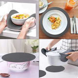 Silicone Pot Holder Table Mats Microwave Mats Round Grey Hot Pot Pans Pads Holders Heat Resistance Nonstick Safe Splatter Guard Oven Baking Turntable Mat for Kitchen Countertop, 2 Sizes, Pack of 5
