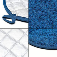 Cotton Pot Holders Kitchen Everyday Basic Potholder Heat Resistant Potholder Multipurpose Round Quilted Terry Hot Pads Washable Oven Mitts for Daily Baking Cooking, Blue, Pack of 5