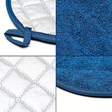 Cotton Pot Holders Kitchen Everyday Basic Potholder Heat Resistant Potholder Multipurpose Round Quilted Terry Hot Pads Washable Oven Mitts for Daily Baking Cooking, Blue, Pack of 5