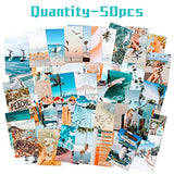 CY2SIDE 50PCS Blue Aesthetic Picture for Wall Collage, 50 Set 4x6 inch, Summer Beach Collage Print Kit, Fashion Room Decor for Girls, Room Wall Art Print, Dorm Photo Display, VSCO Posters for Bedroom