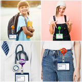 VERSRH 4PCS Race Car Retractable Badge Holder, Cartoon Badge Clips with Retractable Cord, 4 Different Race Car Cartoon Pattern Badge Holder Reel Clip, ID Card Badge Clips for Kids Office Staff Student