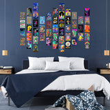 GROBRO7 50PCS Hippie Trippy Drippy Aesthetic Wall Collage Kit, Wall Art Collage Kit, Aesthetic Posters for Dorm Wall Decor, Wall Art Print for VSCO Girls, Aesthetic Photo, Bedroom Decor for Teen Girl