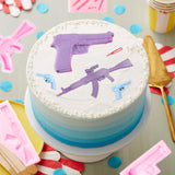 6Pcs Imitation Pistol Shaped Machine Gun Silicone Molds for Birthday Party Cake Decoration Mini DIY Craft Items Chocolate Fondant Candy Baking Mould Cupcake Topper Decor Supplies for Boys