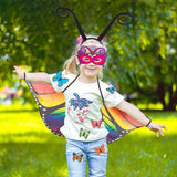 VERSRH 18PCS Fairy Butterfly Wings Rainbow Tutu Mask Dress Up Costume for Girls, Toddler Butterfly Role Play Costumes, Kids Birthday Headband Party Favors Decoration, Halloween Cosplay Costume