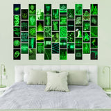 50PCS Green Neon Aesthetic Wall Collage Kit, Wall Art Collage Kit, Aesthetic Posters for Dorm Wall Decor, Wall Art Print for VSCO Girls, Aesthetic Photo, Bedroom Decor for Teen Girl