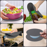 Silicone Pot Holder Table Mats Microwave Mats Round Grey Hot Pot Pans Pads Holders Heat Resistance Nonstick Safe Splatter Guard Oven Baking Turntable Mat for Kitchen Countertop, 2 Sizes, Pack of 5