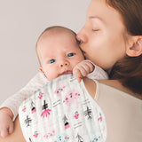 Baby Muslin Burp Cloths Burping Bids for Baby Cotton Cloths Absorbent for Baby Shower Machine Washable Strawberry Pineapple Rabbit Horse Face Towels Nursery Gift Gentle for Newborn Girls , 5Pcs