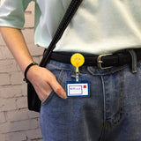 GROBRO7 4PCS Sesame Retractable Badge Holder, Cartoon Retractable Badge Reel, Badge Reel Holder Nursing, Name Badge Holders with Clip for Offices, Sesame Badge Holder Reel Clip, 24 inch Cord Extension