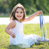 Wind 2P Ribbon Hand Kite Toy, Including Blue&Grey Black&White Ribbon Wind Wand Toy Baby Sensory Toy Infants Wooden Toy Toddler Waldorf Toy Montessori Toy for Baby Shower Birthday Party Favor