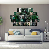 GROBRO7 50PCS Dark Magic Green Academia Aesthetic Wall Collage Kit, Art Collage Kit, Aesthetic Posters for Dorm Wall Decor, Wall Art Print for VSCO Girl, Aesthetic Photo, Bedroom Decor for Teen Girl