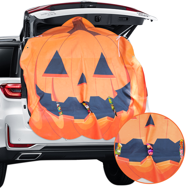 VERSRH Halloween Pumpkin Trunk or Treat Car Banner, Halloween Pumpkin Decorations Car Archway Garage Decor, Car Decoration Exterior Trunk or Treat Party Supplies Funny Party Decor for Outdoor