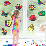 VERSRH 13pcs Summer Tissue Paper Sun Catcher, Butterfly Bird Animals Fruits Pre-Cut Cards DIY Sun Catcher Art Craft Kit, Kids Classroom Art Window Decal Educational Supplies for Indoor Home Decor