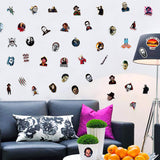 50Pcs Classic Horror Movie Characters Vinyls Stickers TV Decal Laptop Sticker Waterproof Stickers Luggage Skateboard Water Bottle Stickers Bicycle Bumper Snowboard Decorate Party Decor