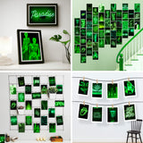50PCS Green Neon Aesthetic Wall Collage Kit, Wall Art Collage Kit, Aesthetic Posters for Dorm Wall Decor, Wall Art Print for VSCO Girls, Aesthetic Photo, Bedroom Decor for Teen Girl