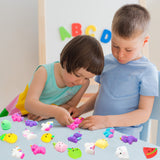 GROBRO7 27pcs Mini Mochi Squeeze Toys Set for Kids Kawaii Silicon Food Fruit Squeeze Toys Pack Cute Soft Creamy Stress Relief Decoration Toys for Bag Fillers Party Favors Supplies Birthday Gift Prize