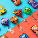 VERSRH 4PCS Race Car Retractable Badge Holder, Cartoon Badge Clips with Retractable Cord, 4 Different Race Car Cartoon Pattern Badge Holder Reel Clip, ID Card Badge Clips for Kids Office Staff Student
