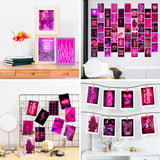 50PCS Pink Neon Aesthetic Wall Collage Kit, Wall Art Collage Kit, Aesthetic Posters for Dorm Wall Decor, Wall Art Print for VSCO Girls, Aesthetic Photo, Bedroom Decor for Teen Girl